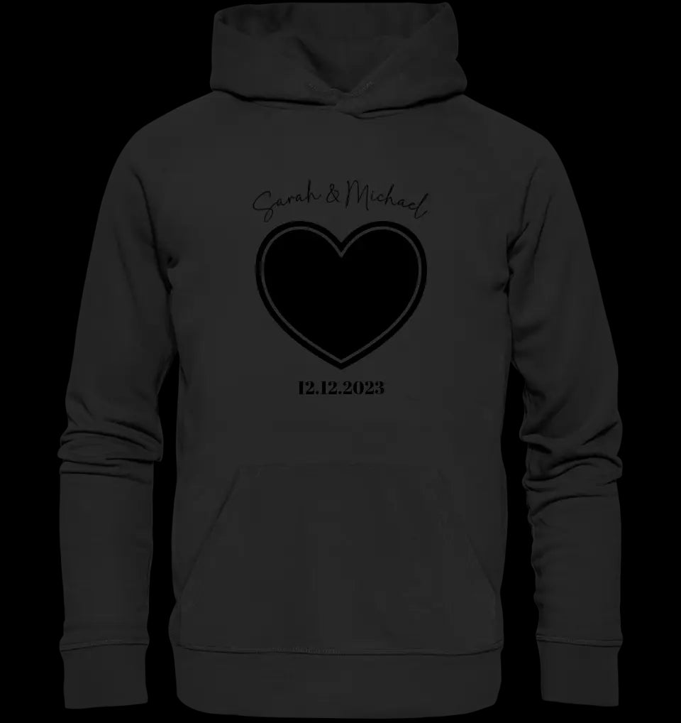 Dein Bild im "Couple-Herz"-Design • Unisex Premium Hoodie XS-5XL aus Bio-Baumwolle für Damen & Herren