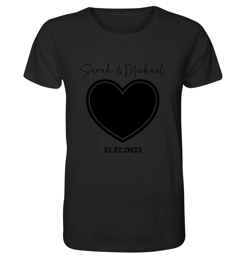 Dein Bild im "Couple-Herz"-Design - Unisex Premium T-Shirt XS-5XL aus Bio-Baumwolle für Damen & Herren