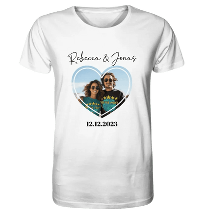 Dein Bild im "Couple-Herz"-Design - Unisex Premium T-Shirt XS-5XL aus Bio-Baumwolle für Damen & Herren