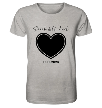 Dein Bild im "Couple-Herz"-Design - Unisex Premium T-Shirt XS-5XL aus Bio-Baumwolle für Damen & Herren