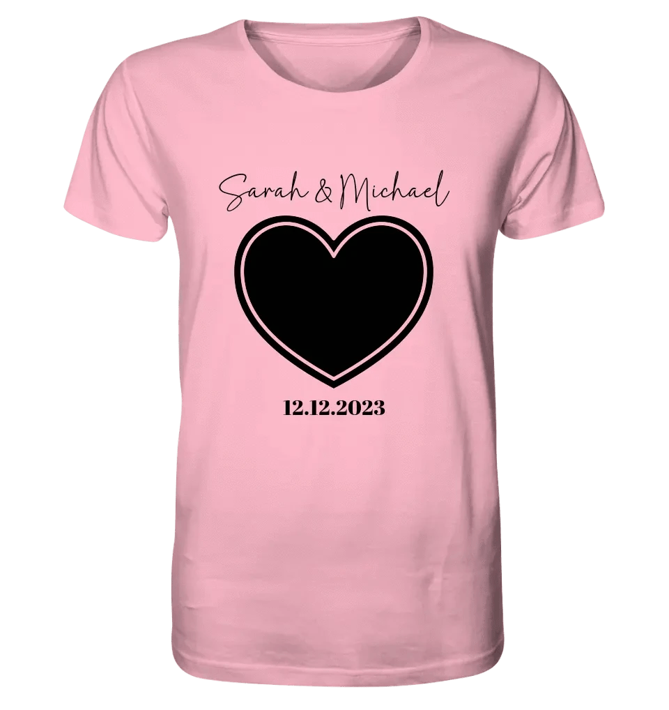 Dein Bild im "Couple-Herz"-Design - Unisex Premium T-Shirt XS-5XL aus Bio-Baumwolle für Damen & Herren