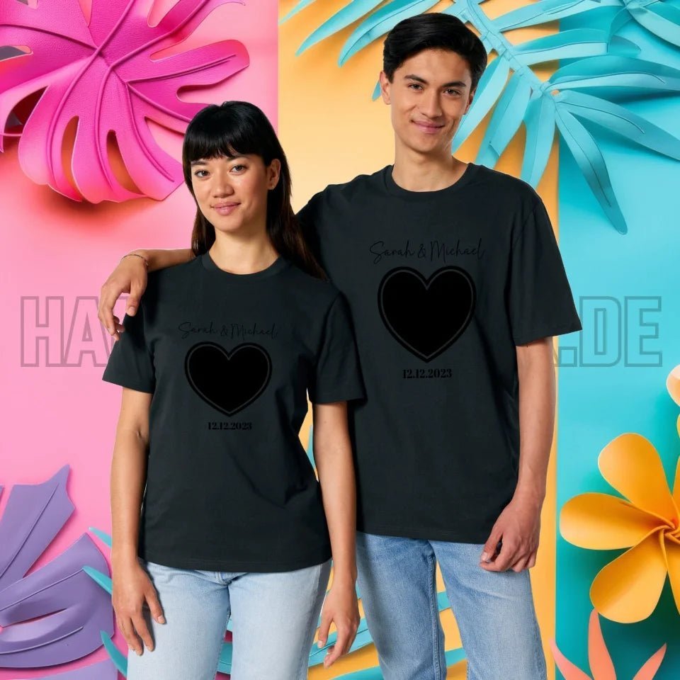 Dein Bild im "Couple-Herz"-Design - Unisex Premium T-Shirt XS-5XL aus Bio-Baumwolle für Damen & Herren