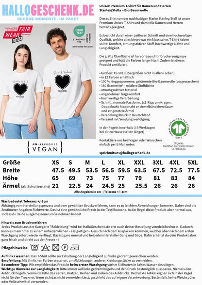 Dein Bild im "Couple-Herz"-Design - Unisex Premium T-Shirt XS-5XL aus Bio-Baumwolle für Damen & Herren