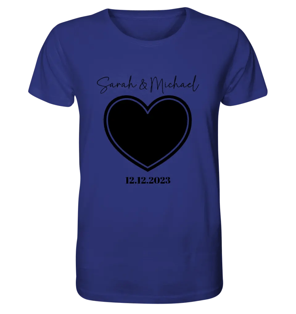 Dein Bild im "Couple-Herz"-Design - Unisex Premium T-Shirt XS-5XL aus Bio-Baumwolle für Damen & Herren