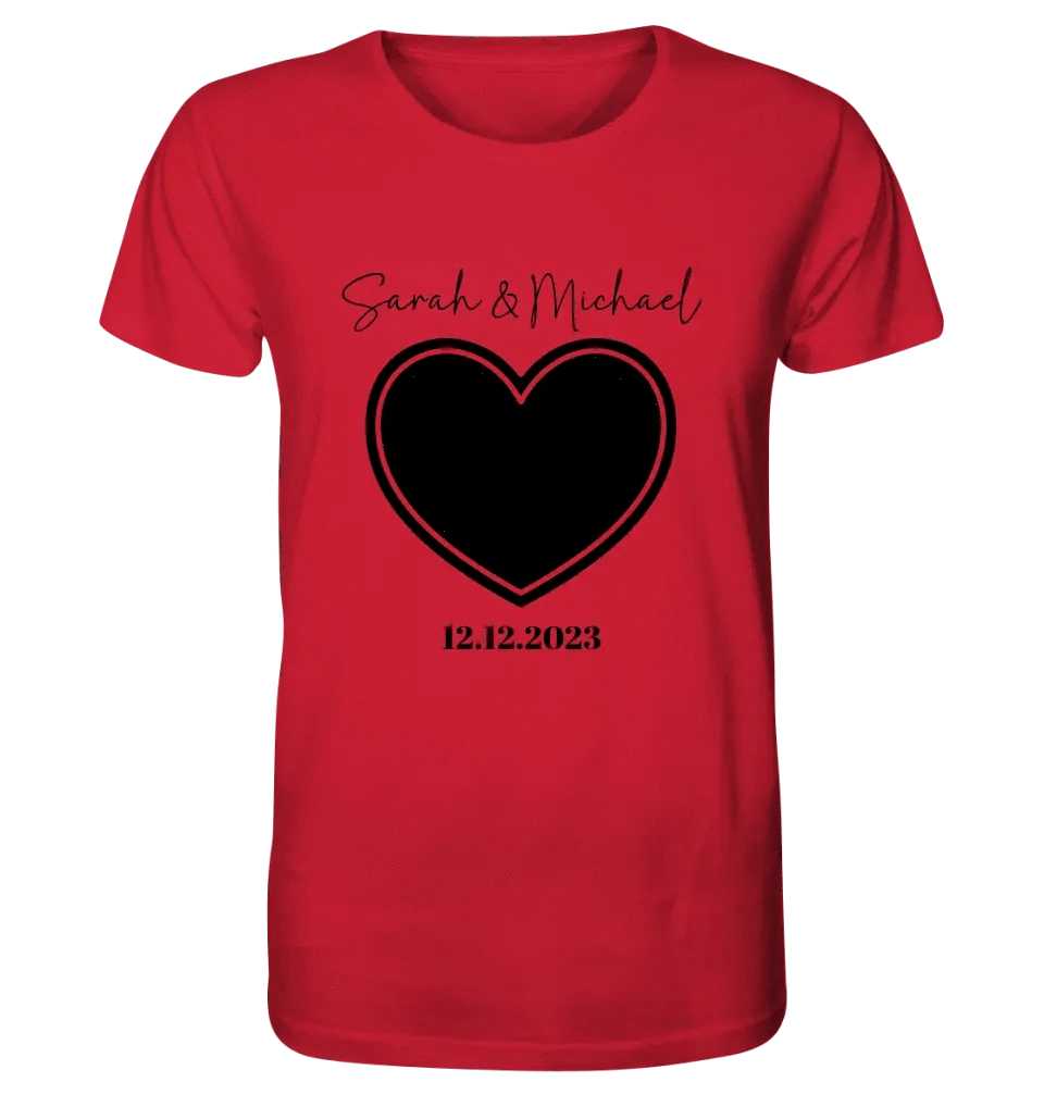 Dein Bild im "Couple-Herz"-Design - Unisex Premium T-Shirt XS-5XL aus Bio-Baumwolle für Damen & Herren