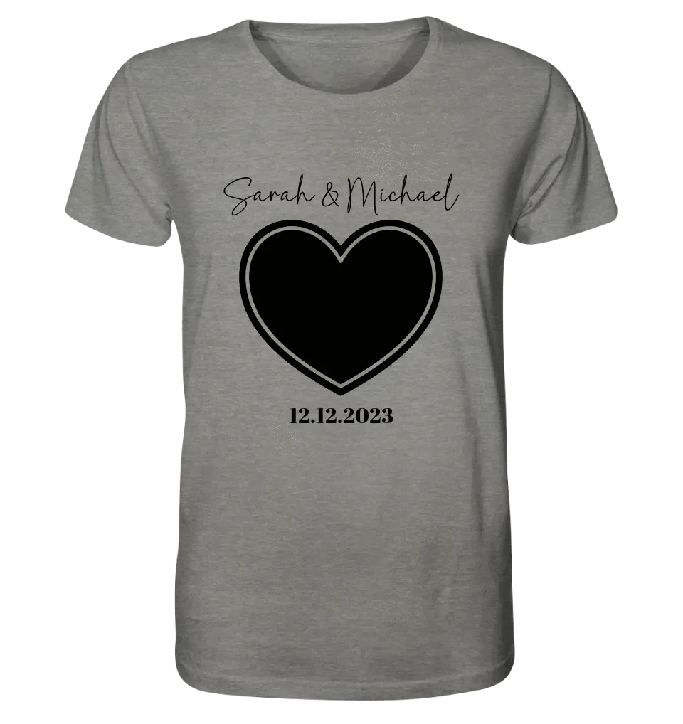 Dein Bild im "Couple-Herz"-Design - Unisex Premium T-Shirt XS-5XL aus Bio-Baumwolle für Damen & Herren