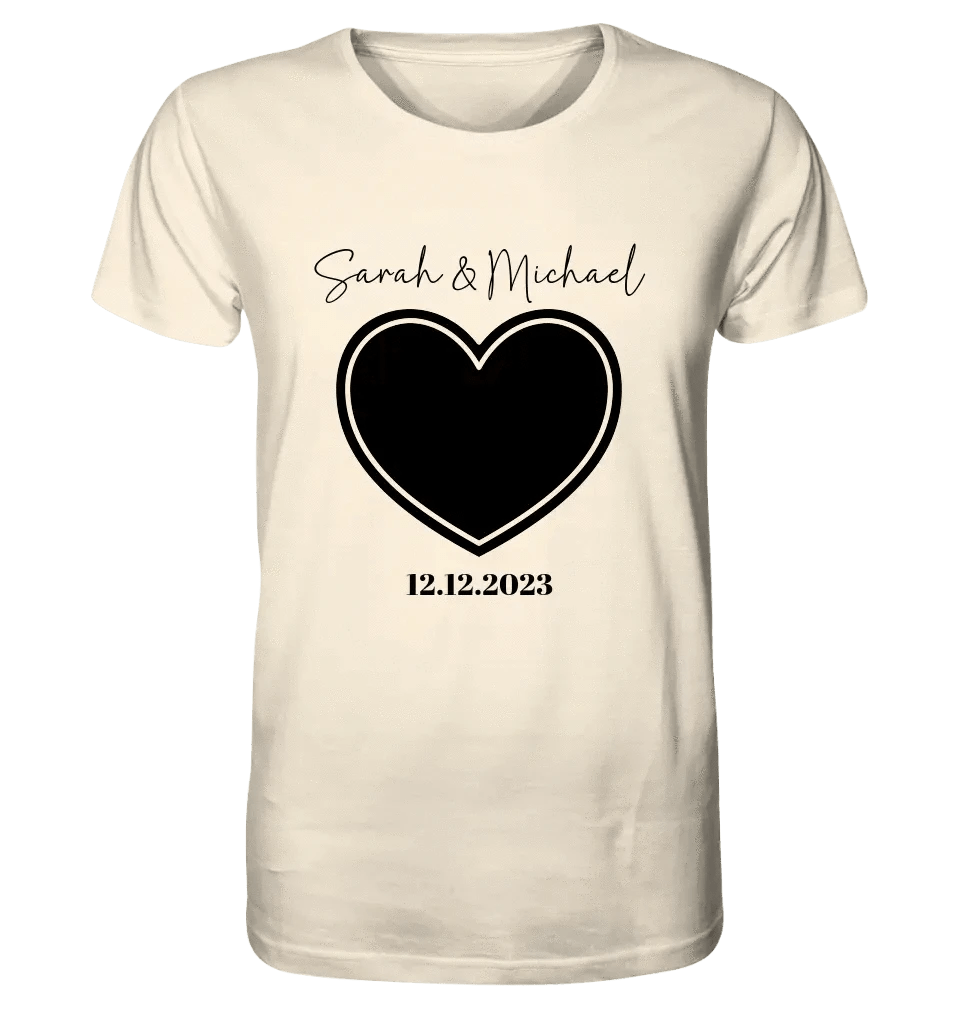 Dein Bild im "Couple-Herz"-Design - Unisex Premium T-Shirt XS-5XL aus Bio-Baumwolle für Damen & Herren