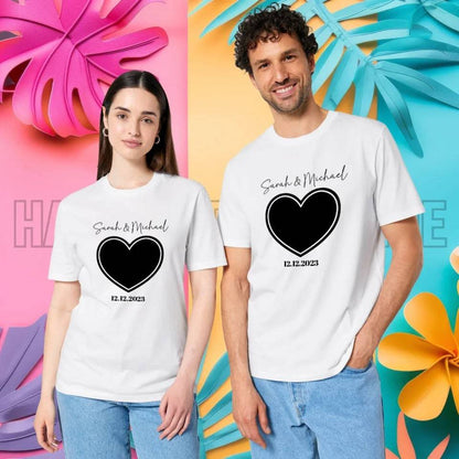 Dein Bild im "Couple-Herz"-Design - Unisex Premium T-Shirt XS-5XL aus Bio-Baumwolle für Damen & Herren