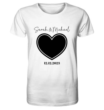 Dein Bild im "Couple-Herz"-Design - Unisex Premium T-Shirt XS-5XL aus Bio-Baumwolle für Damen & Herren