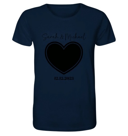 Dein Bild im "Couple-Herz"-Design - Unisex Premium T-Shirt XS-5XL aus Bio-Baumwolle für Damen & Herren