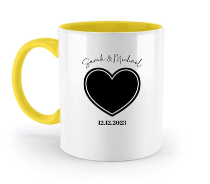 Dein Bild im "Couple-Herz"-Design - zweifarbige Tasse