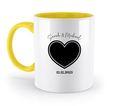 Dein Bild im "Couple-Herz"-Design - zweifarbige Tasse