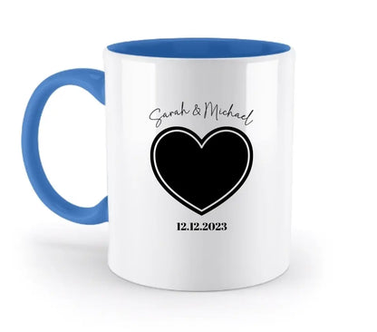 Dein Bild im "Couple-Herz"-Design - zweifarbige Tasse