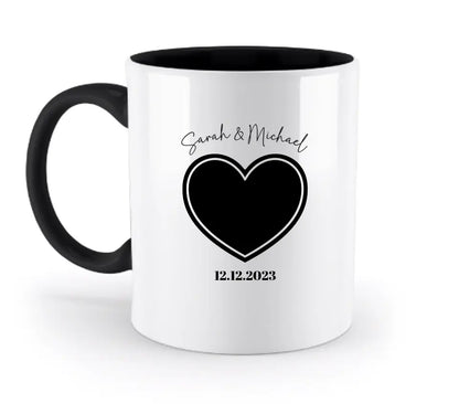 Dein Bild im "Couple-Herz"-Design - zweifarbige Tasse