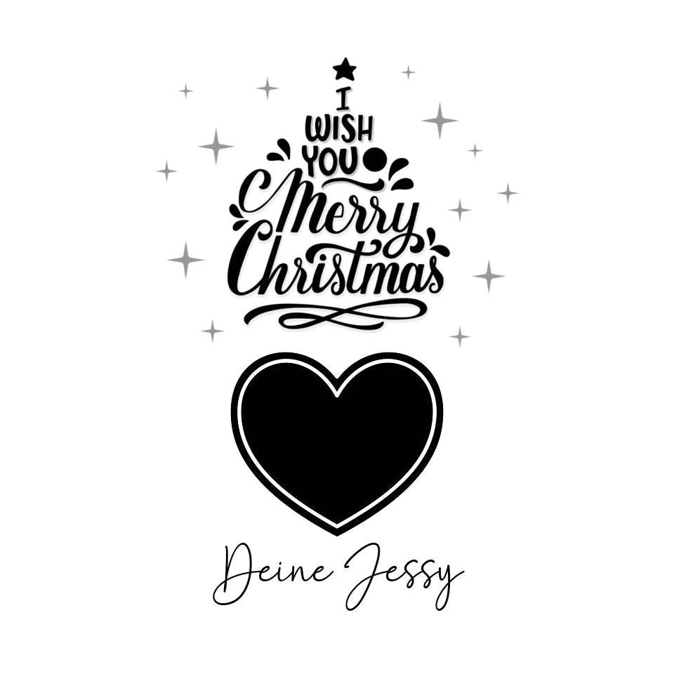 Dein Bild im Merry Christmas Tree + Name für Weihnachten • STICKER 20x20 cm Aufkleber • personalisiert