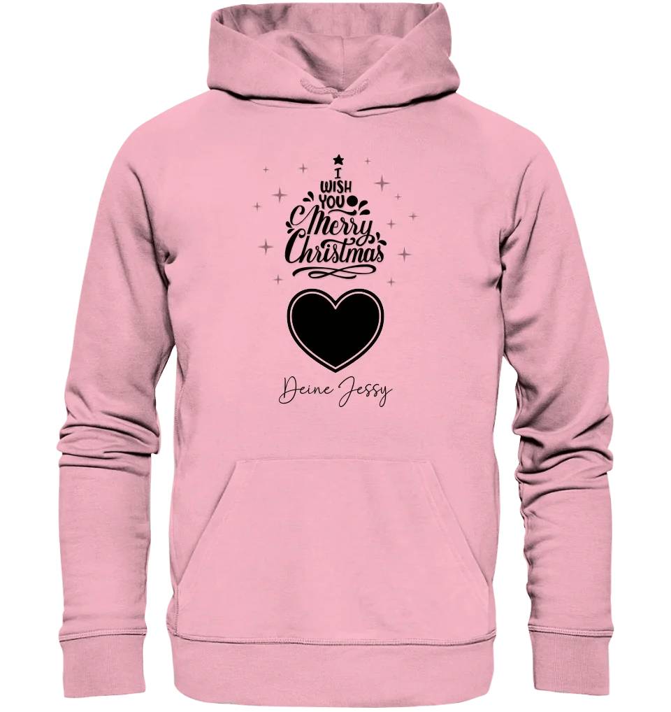 Dein Bild im Merry Christmas Tree + Name für Weihnachten • Musik • Unisex Premium Hoodie XS-5XL aus Bio-Baumwolle für Damen & Herren