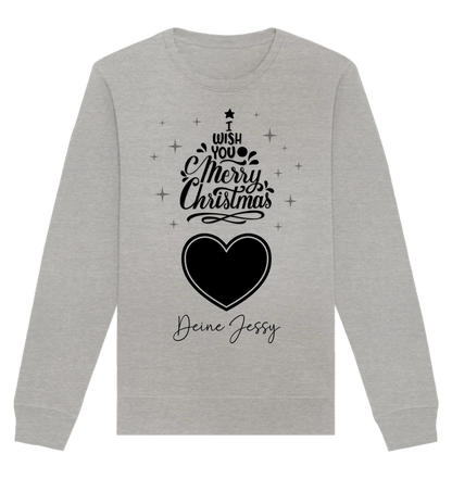 Dein Bild im Merry Christmas Tree + Name für Weihnachten • Unisex Sweatshirt Bio-Baumwolle in 4 Farben XS-3XL • personalisiert