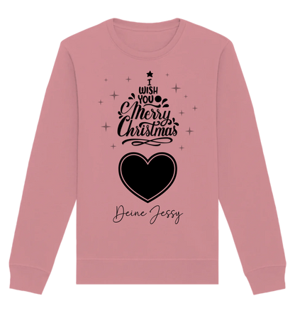 Dein Bild im Merry Christmas Tree + Name für Weihnachten • Unisex Sweatshirt Bio-Baumwolle in 4 Farben XS-3XL • personalisiert