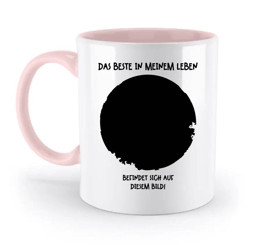 Dein Bild in Kreisform + Text • zweifarbige Tasse • Exklusivdesign • personalisiert