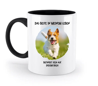 Dein Bild in Kreisform + Text • zweifarbige Tasse • Exklusivdesign • personalisiert