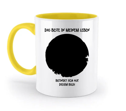 Dein Bild in Kreisform + Text • zweifarbige Tasse • Exklusivdesign • personalisiert