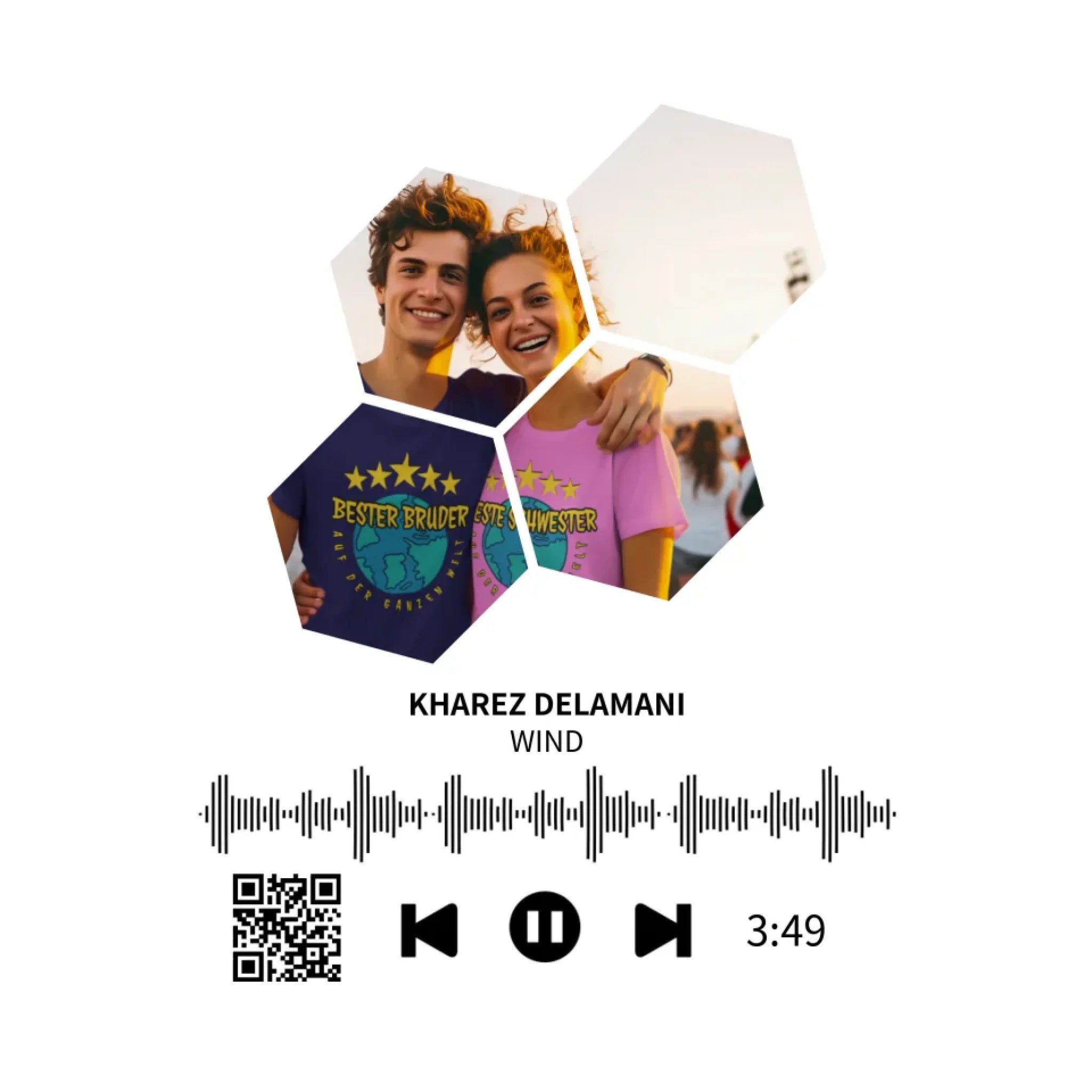 Dein Bild mit Spotify QR Code • Sticker • 20x20cm • ausgestanzt mit weißem Rand • personalisiert