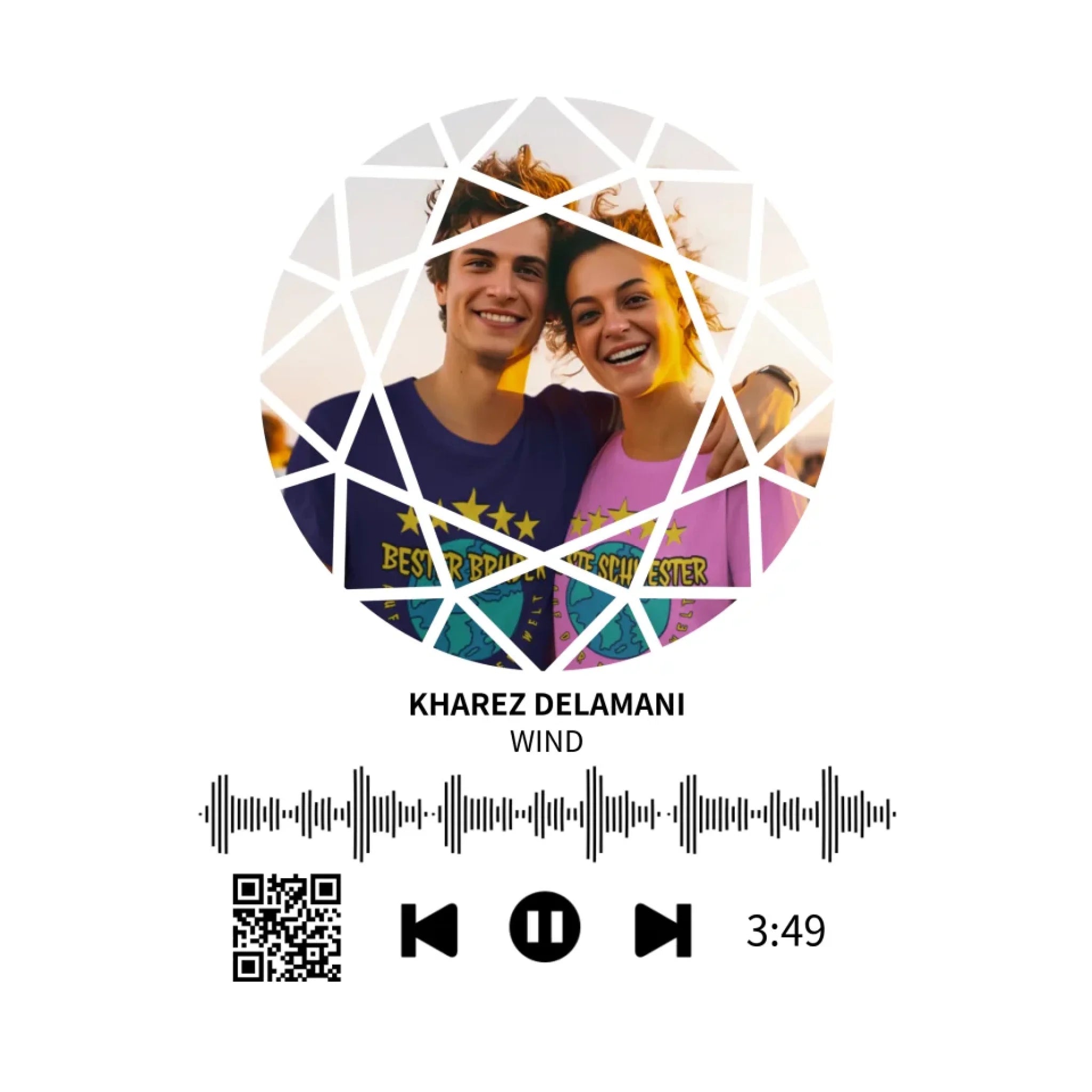 Dein Bild mit Spotify QR Code • Sticker • 20x20cm • ausgestanzt mit weißem Rand • personalisiert