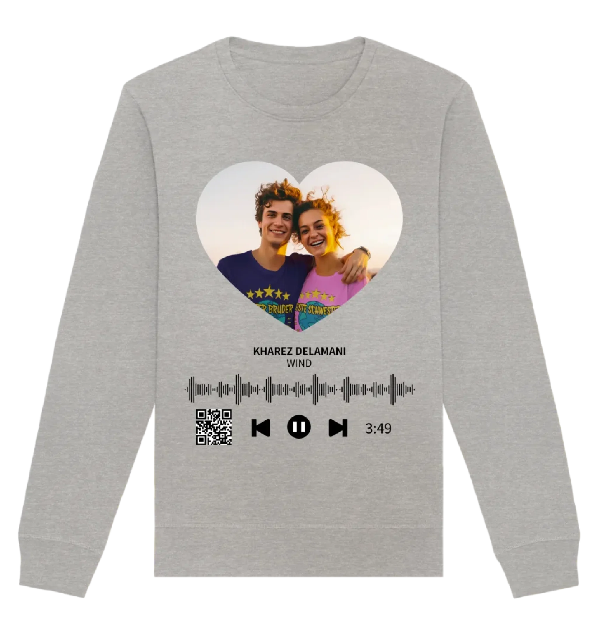 Dein Bild mit Spotify QR Code • Unisex Sweatshirt Bio-Baumwolle in 4 Farben XS-3XL • personalisiert