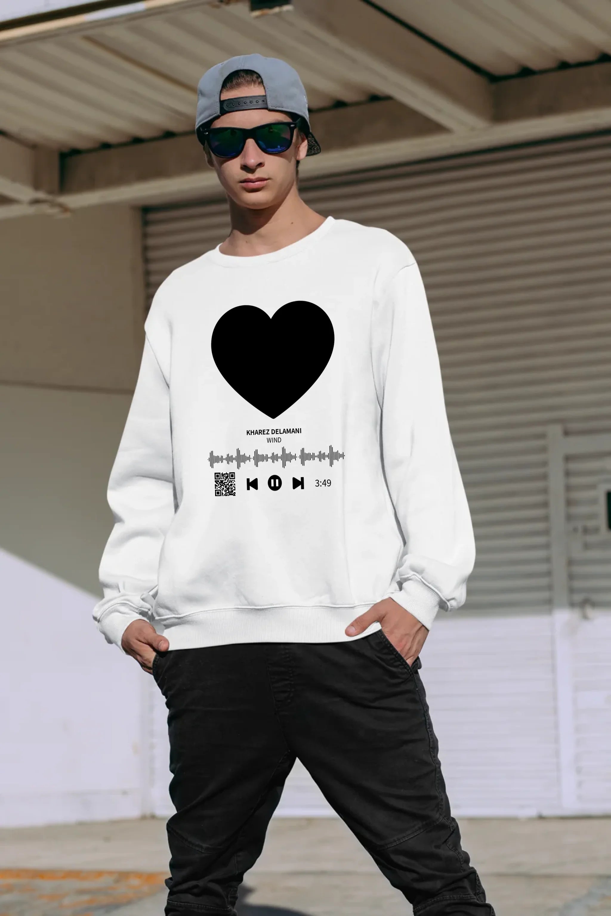 Dein Bild mit Spotify QR Code • Unisex Sweatshirt Bio-Baumwolle in 4 Farben XS-3XL • personalisiert