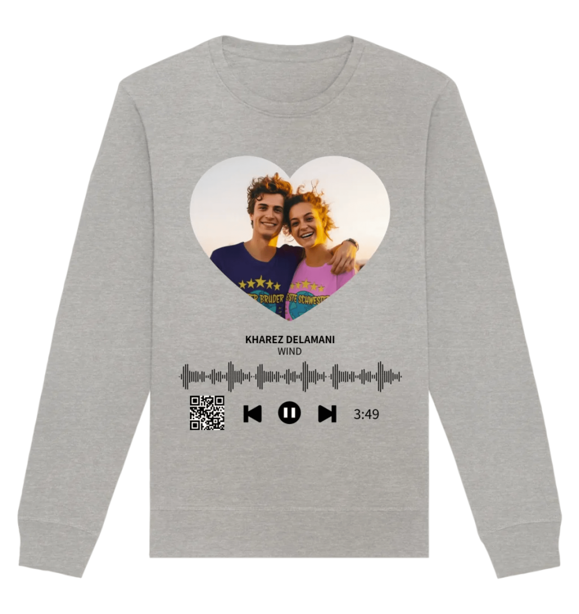 Dein Bild mit Spotify QR Code • Unisex Sweatshirt Bio-Baumwolle in 4 Farben XS-3XL • personalisiert