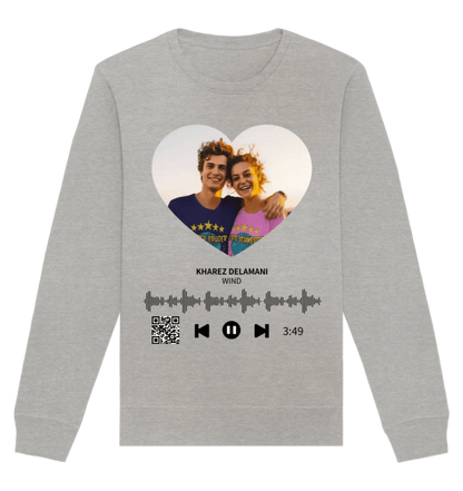 Dein Bild mit Spotify QR Code • Unisex Sweatshirt Bio-Baumwolle in 4 Farben XS-3XL • personalisiert