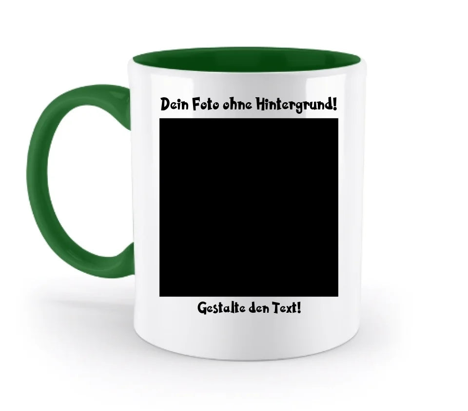 Dein FOTO mit Hintergrundentferner + Text + Hintergrund optional • zweifarbige Tasse spülmaschinengeeignet • Exklusivdesign • personalisiert • KI-MAGIC-CUT