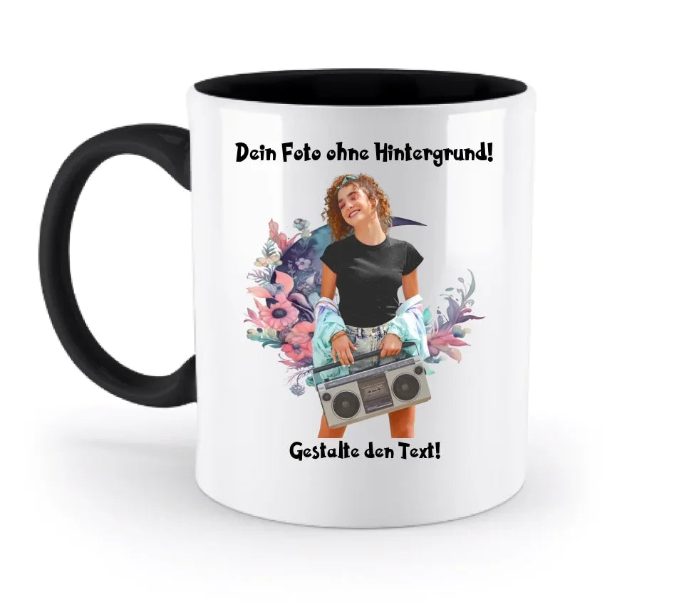 Dein FOTO mit Hintergrundentferner + Text + Hintergrund optional • zweifarbige Tasse spülmaschinengeeignet • Exklusivdesign • personalisiert • KI-MAGIC-CUT