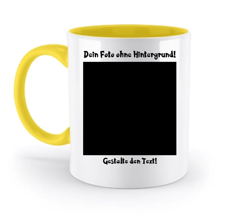 Dein FOTO mit Hintergrundentferner + Text + Hintergrund optional • zweifarbige Tasse spülmaschinengeeignet • Exklusivdesign • personalisiert • KI-MAGIC-CUT