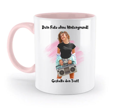 Dein FOTO mit Hintergrundentferner + Text + Hintergrund optional • zweifarbige Tasse spülmaschinengeeignet • Exklusivdesign • personalisiert • KI-MAGIC-CUT