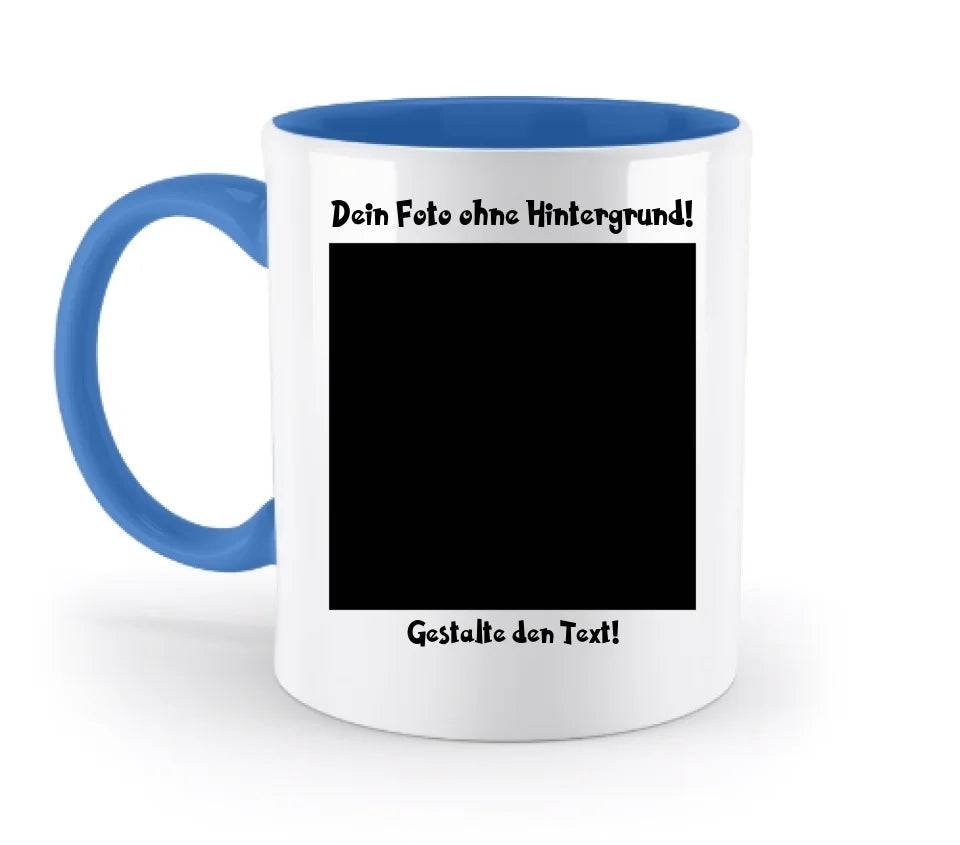 Dein FOTO mit Hintergrundentferner + Text + Hintergrund optional • zweifarbige Tasse spülmaschinengeeignet • Exklusivdesign • personalisiert • KI-MAGIC-CUT