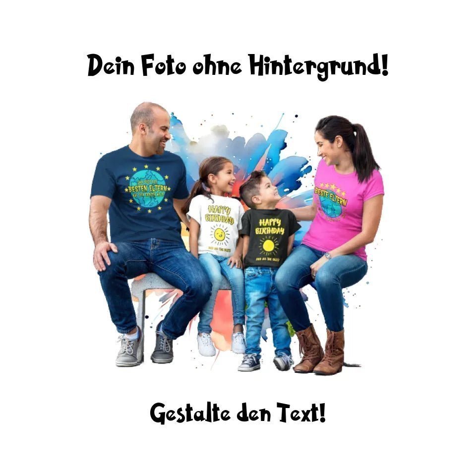 Dein FOTO mit Hintergrundentferner + Text + Hintergrund optional • STICKER 20x20 cm Aufkleber • KI-MAGIC-CUT