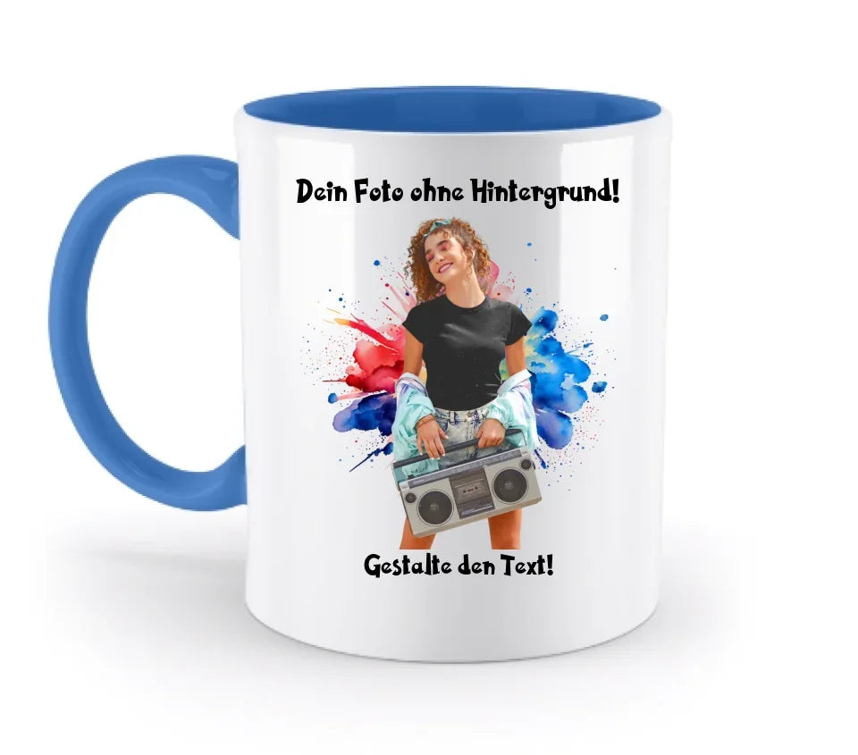 Dein FOTO mit Hintergrundentferner + Text + Hintergrund optional • zweifarbige Tasse spülmaschinengeeignet • Exklusivdesign • personalisiert • KI-MAGIC-CUT