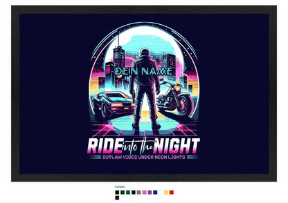 Dein Name • Ride into the night • Retro • 80s • Cyberpunk• Fußmatte • Exklusivdesign • personalisiert