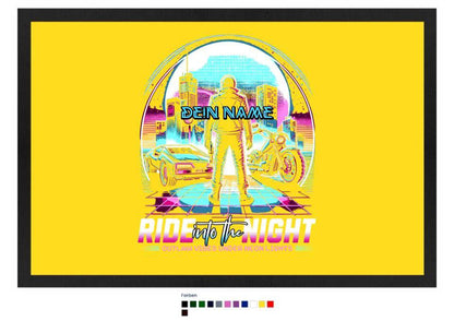 Dein Name • Ride into the night • Retro • 80s • Cyberpunk• Fußmatte • Exklusivdesign • personalisiert