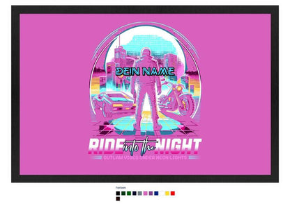 Dein Name • Ride into the night • Retro • 80s • Cyberpunk• Fußmatte • Exklusivdesign • personalisiert