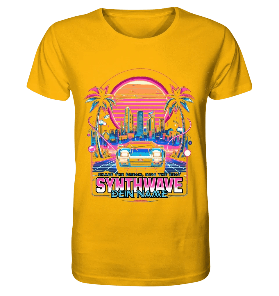 Dein Name • Synthwave • Retro • 80s • Cyberpunk • Unisex Premium T-Shirt XS-5XL aus Bio-Baumwolle für Damen & Herren • Exklusivdesign • personalisiert