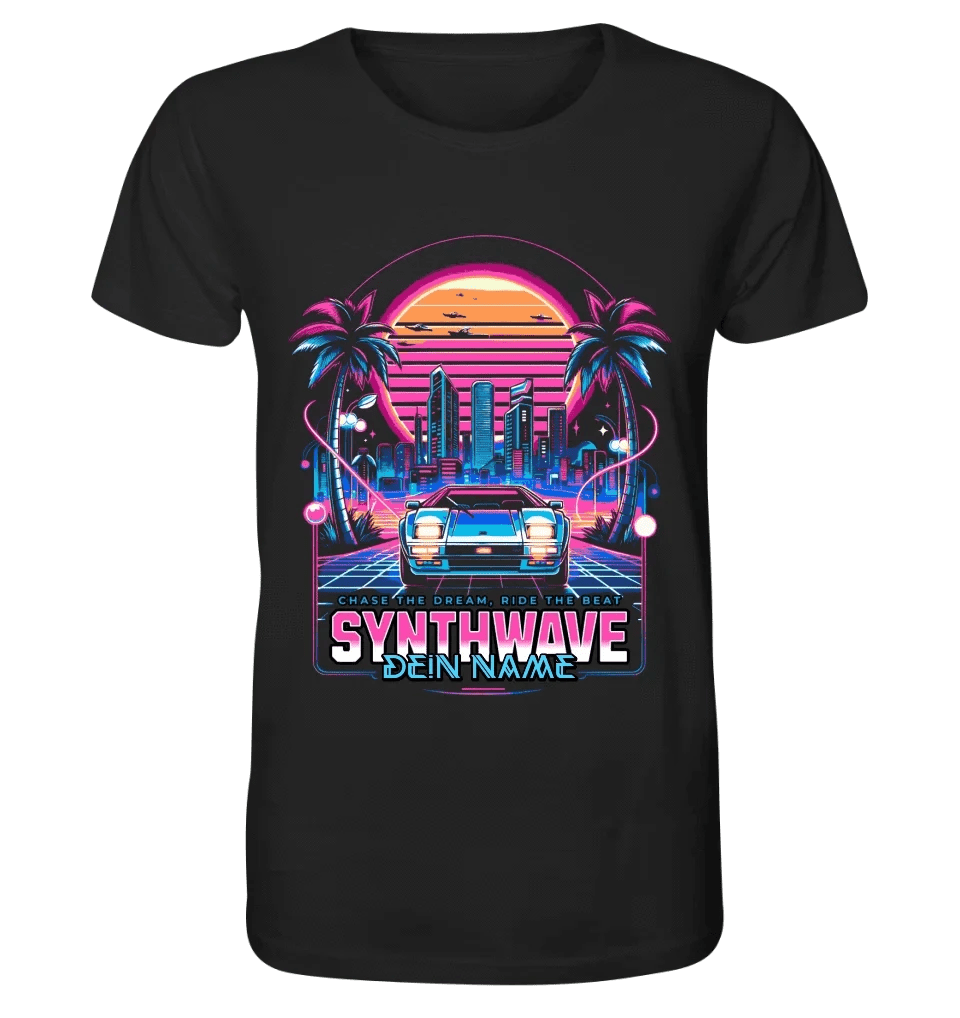 Dein Name • Synthwave • Retro • 80s • Cyberpunk • Unisex Premium T-Shirt XS-5XL aus Bio-Baumwolle für Damen & Herren • Exklusivdesign • personalisiert