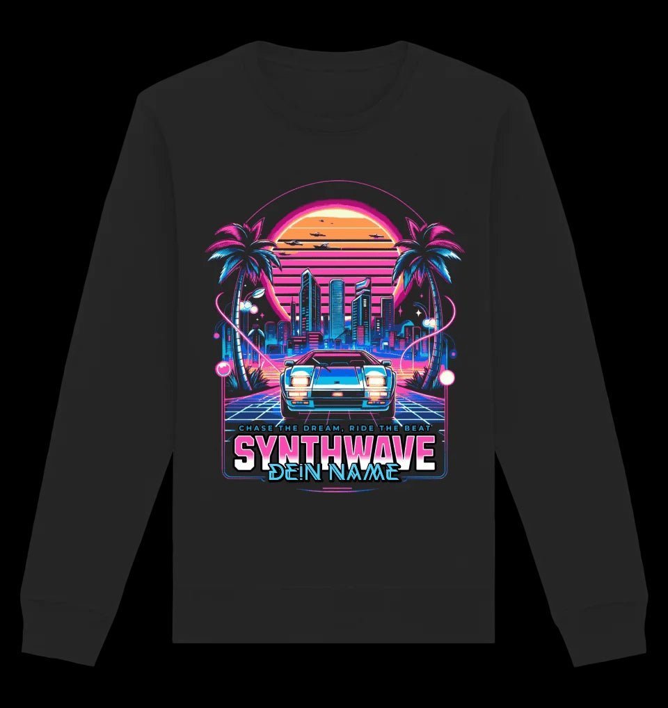 Dein Name • Synthwave • Retro • 80s • Cyberpunk • Unisex Sweatshirt Bio-Baumwolle in 4 Farben XS-3XL • personalisiert