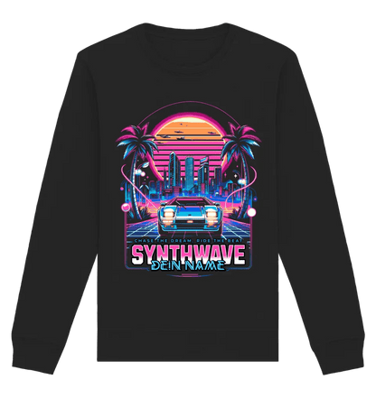 Dein Name • Synthwave • Retro • 80s • Cyberpunk • Unisex Sweatshirt Bio-Baumwolle in 4 Farben XS-3XL • personalisiert