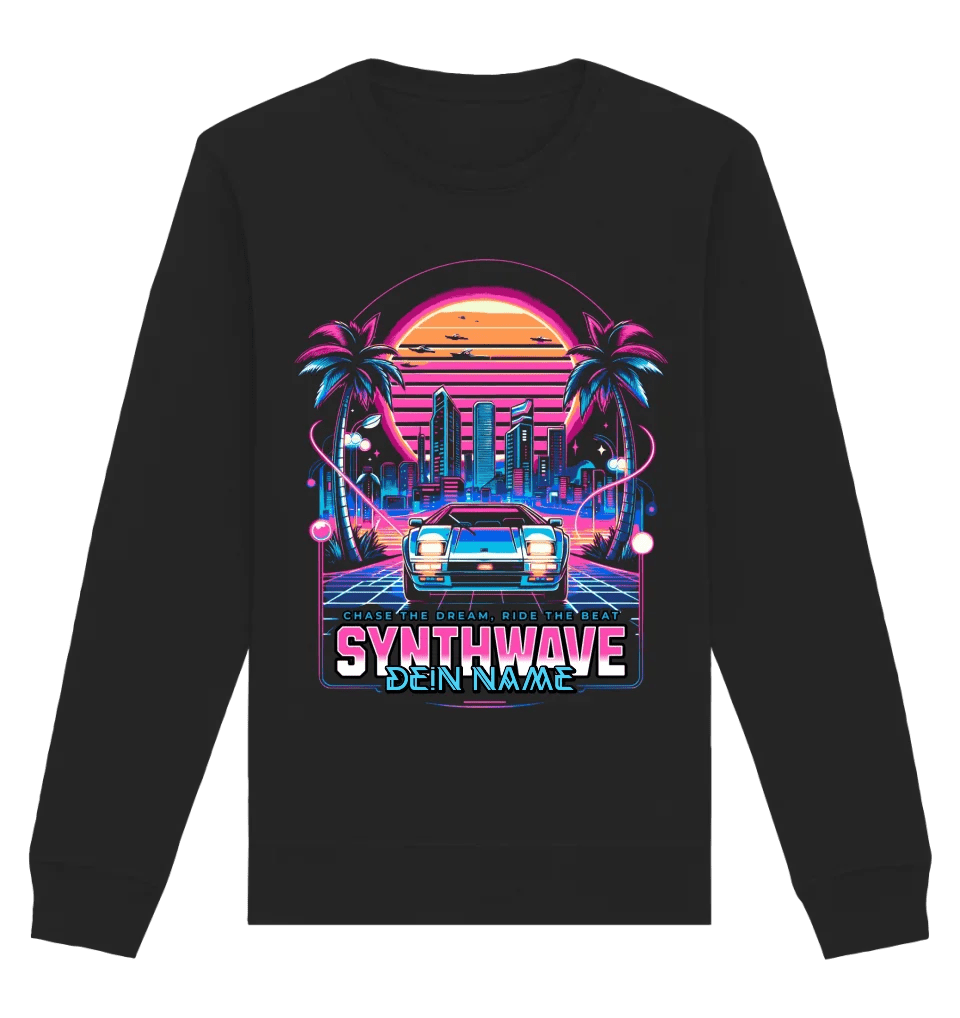 Dein Name • Synthwave • Retro • 80s • Cyberpunk • Unisex Sweatshirt Bio-Baumwolle in 4 Farben XS-3XL • personalisiert