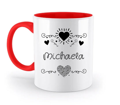 Dein e Wunschname n im LOVE DESIGN 2 - Personalisierte zweifarbige Tasse 330ml mit farbigem Innendruck