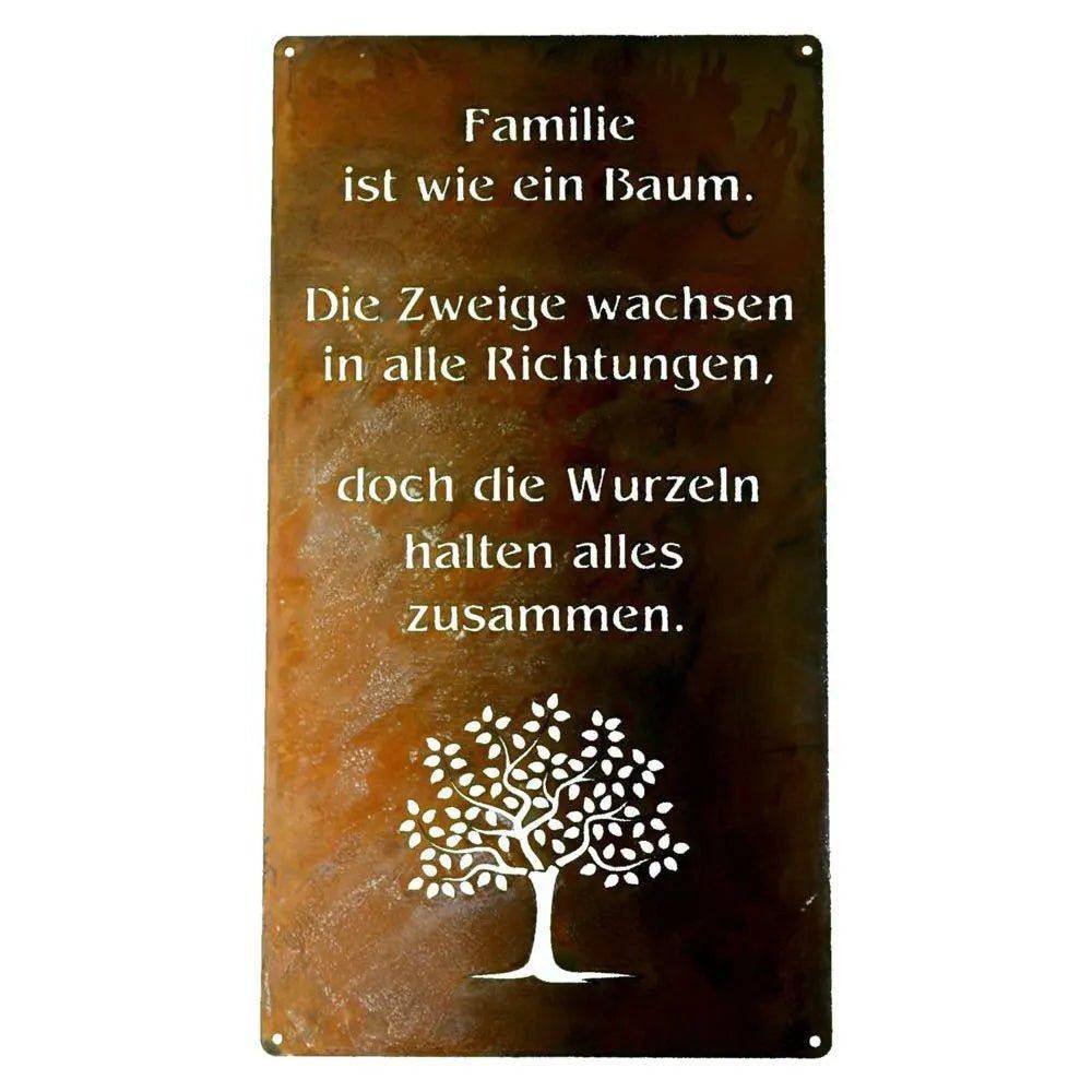 Dekoschild mit Familien Spruch Baum | Garten Rost Schild