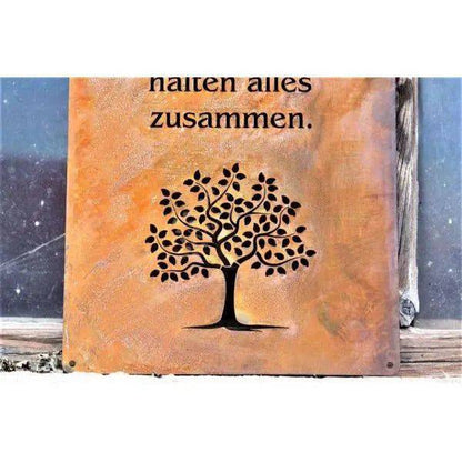 Dekoschild mit Familien Spruch Baum | Garten Rost Schild