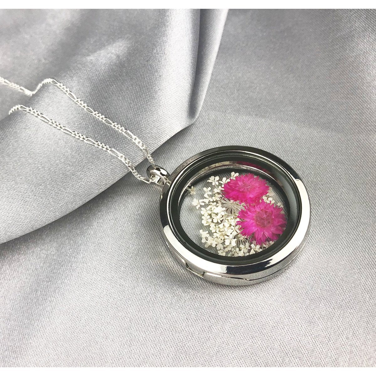 Echte Blumen Lebensfreude Amulett - 925 Sterling Silber - K925-132